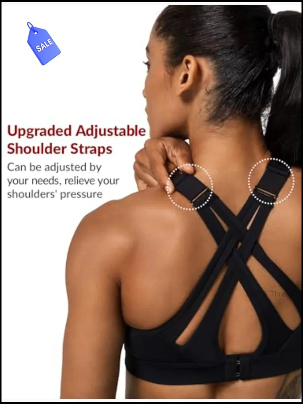High Impact Sports Bra Criss Cross Back Full Support Wirefree